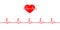 Red line heartbeat with Icon heart. Normal heart rate. Line cardiogram