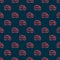 Red line Large industrial mining dump truck icon isolated seamless pattern on black background. Big car. Vector