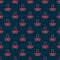 Red line Octopus icon isolated seamless pattern on black background. Vector