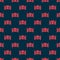 Red line Old western swinging saloon door icon isolated seamless pattern on black background. Vector