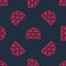 Red line Playground climbing equipment icon isolated seamless pattern on black background. Kid playground climb. Vector
