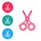 Red line Scissors hairdresser icon isolated on white background. Hairdresser, fashion salon and barber sign. Barbershop