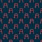Red line Walker for disabled person icon isolated seamless pattern on black background. Vector