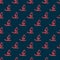Red line Windsurfing icon isolated seamless pattern on black background. Vector
