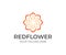 Red linear flower logo design. Beauty and spa salon vector design