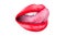 Red lip, lipstick and lipgloss. Tongue and mouth. Isolated lip, female lips. lips, tongue out. Beautiful