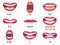 Red lips animation. Mouth talk sync, beautiful woman lip speaking english language pronunciation letter, sound speech