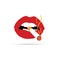 Red lips with cigarette vector