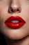 Red Lips close up, Beautiful Perfect Makeup and Beautiful red Lip Gloss AI generated