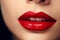 Red Lips close up, Beautiful Perfect Makeup and Beautiful red Lip Gloss AI generated