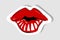 Red lips kiss sticker design. Fashion sticker.