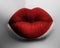 red lips make-up. Bloody kiss. Fashion makeup lipstick. Halloween or Valentine day look