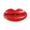 Red lips with slightly ajar mouth on a white background. 3d rendering
