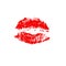 Red lips track print. Stamp of mouth. Vector illustration.