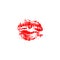 Red lips track print. Stamp of mouth. Vector illustration.