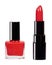 Red lipstick in black tube and nail polish bottle, beauty and care