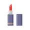 Red lipstick in blue container with open lid vector flat illustration moisturizing lip gloss product