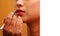 Red Lipstick. Closeup Of Woman Red Matte Lipstick On Lips. Beauty Cosmetics, Makeup Concept.