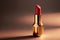 Red lipstick with golden case - AI generated luxury cosmetic brand