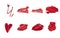 Red lipstick samples as beauty cosmetic texture isolated on white background, makeup smear or smudge as cosmetics