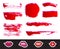 Red Lipstick Smears Set. Texture brush strokes isolated on white background. Make up.