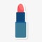 Red lipstick sticker on white background