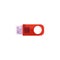 Red little flash drive with round hole flat style, vector illustration
