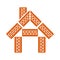 Red little house brick icon. Vector Abstraction from bricks. Illustration
