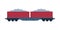 Red Loaded Cargo Train Wagons, Railroad Transportation Flat Vector Illustration on White Background