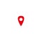 Red location icon. GPS pointer. Map pin. Navigator guide. Vector line