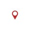 Red location icon. GPS pointer. Map pin. Navigator guide. Vector simple button