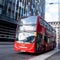 Red London Double Decker Bus Parked Roadside Waiting For Passengers