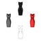 Red long evening dress for a hike in the theater. Women s sleeveless dress.Women clothing single icon in cartoon,black