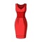 Red long evening dress for a hike in the theater. Women`s sleeveless dress.Women clothing single icon in cartoon style