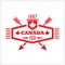 Red long hexagon and crossed arrows Canada 150 emblem icon