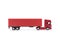 Red long truck with a trailer on white background
