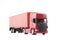 Red long truck with a trailer on white background with clipping path