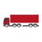 Red lorry icon in flat design on white