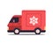Red lorry truck delivering gifts merry christmas happy new year holiday celebration express delivery concept