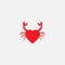 Red love and crab logo design