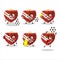 Red love gift box cartoon character working as a Football referee