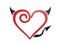 Red love heart devil symbol