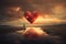 A red love heart in the sky, Generative AI