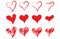 Red love heart vector shape icon hand drawing sketch graphic element design background. Handdrawn sketchy made set retro decor art