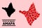 Red Love Mosaic Map of Amapa State