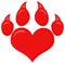 Red Love Paw With Claws Print Logo Design Flat