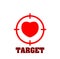 Red love target icons on white.