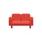 Red loveseat. Double sofa. Vector illustration. Flat icon of set