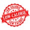 Red low-calorie grunge stamp