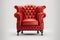 Red luxury armchair upholstered in red leather. Chair on a white background